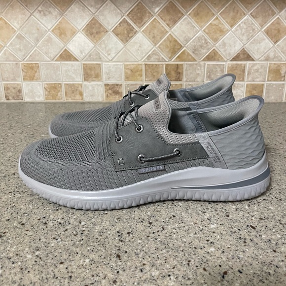 Skechers Men’s Delson 3.0 Gray Hands Free Slip on Sneakers Size 12 - Picture 3 of 11